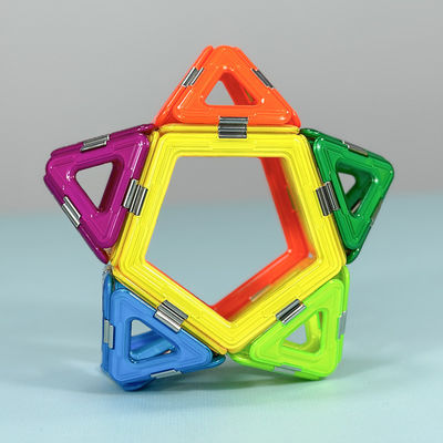 Geometric Magnetic Building Blocks Kit , Colorful Magnetic Tiles Star Shapes