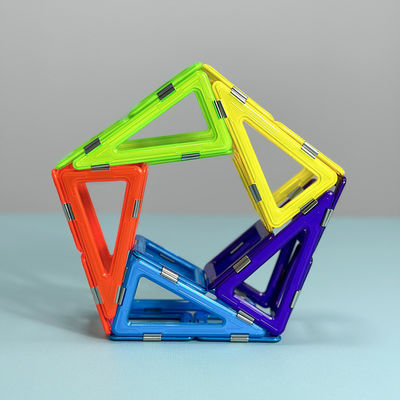 Colorful Geometric Magnetic Tiles Freestyle Pentaram Shapes Building Blocks Set